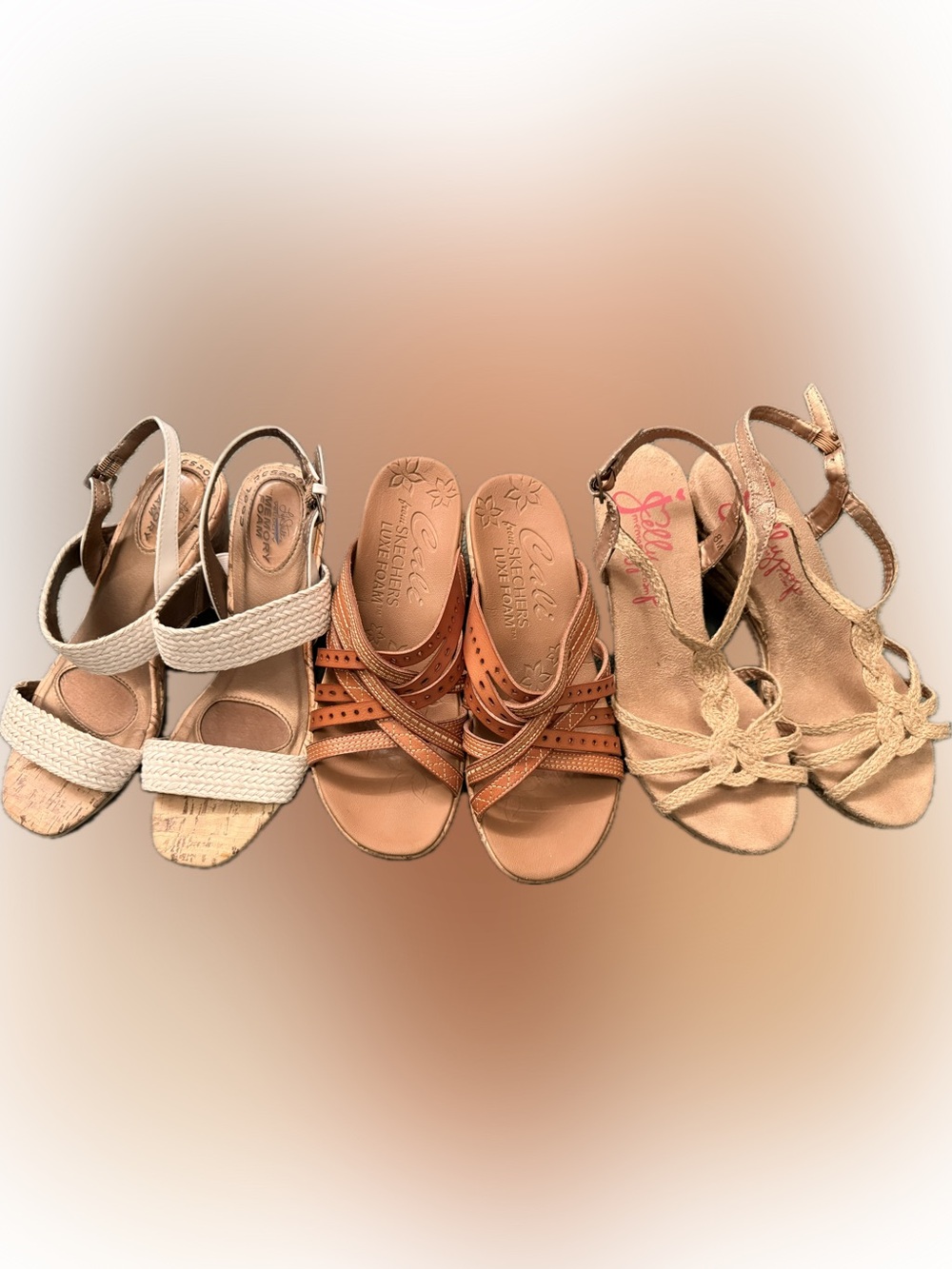 Size 8 Sandal Lot of 3 Skechers Cali Luxe Foam Life Stride Cool Gel Jellypop